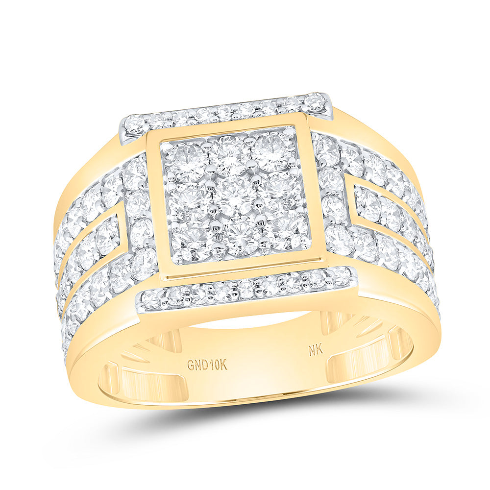 10K Yellow Gold 2Cttw Natural Diamond Nk Square Mens Ring