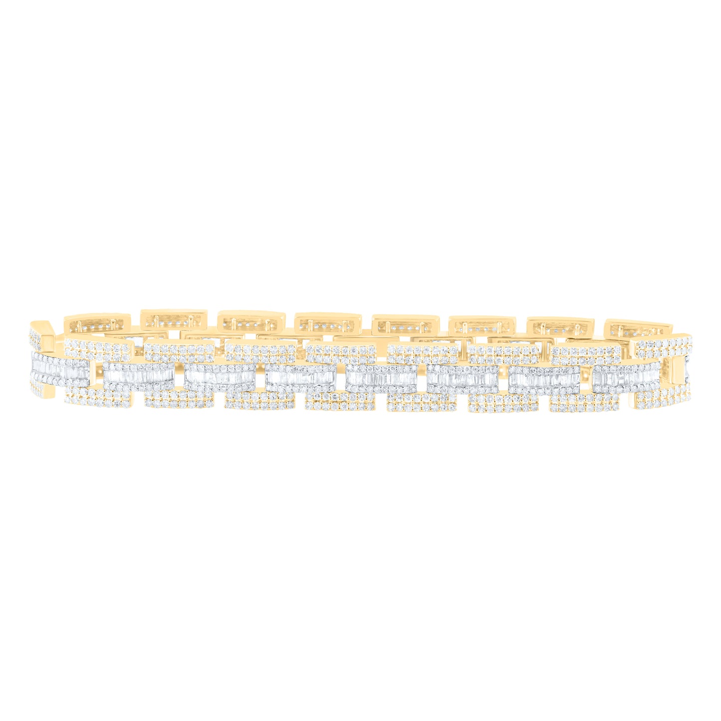 10K Yellow Gold 6Ctw Natural Diamond Mens Bracelet (8 Inch)