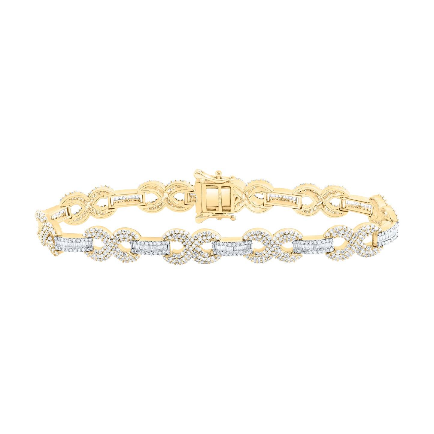 10K Yellow Gold 4 Cttw Natural Diamond Nk Fashion Infinity Bracelet(7 Inch)