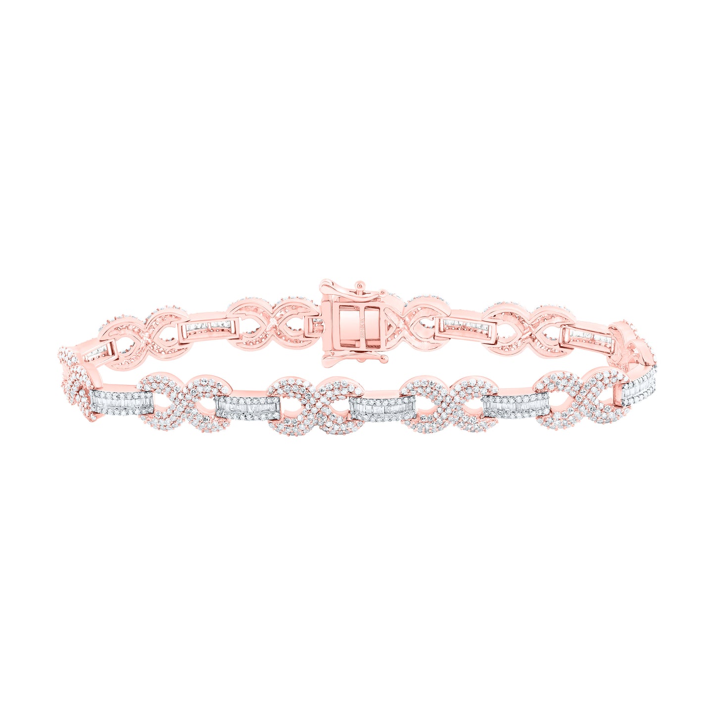 10K Yellow Or White Gold 4 Cttw Natural Diamond Nk Fashion Infinity Bracelet(7 Inch)