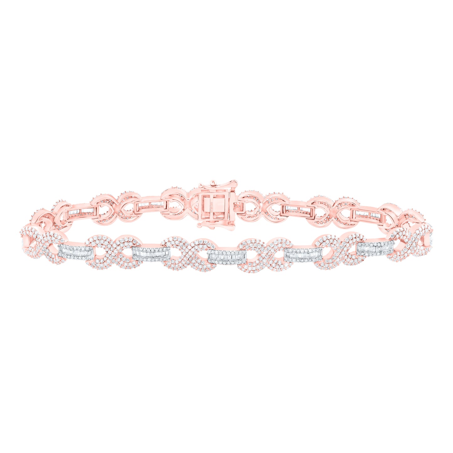 10K Yellow Or White Or Rose Gold 4 3/8Cttw Natural Diamond Nk Infinity Mens Bracelet(8 Inch)