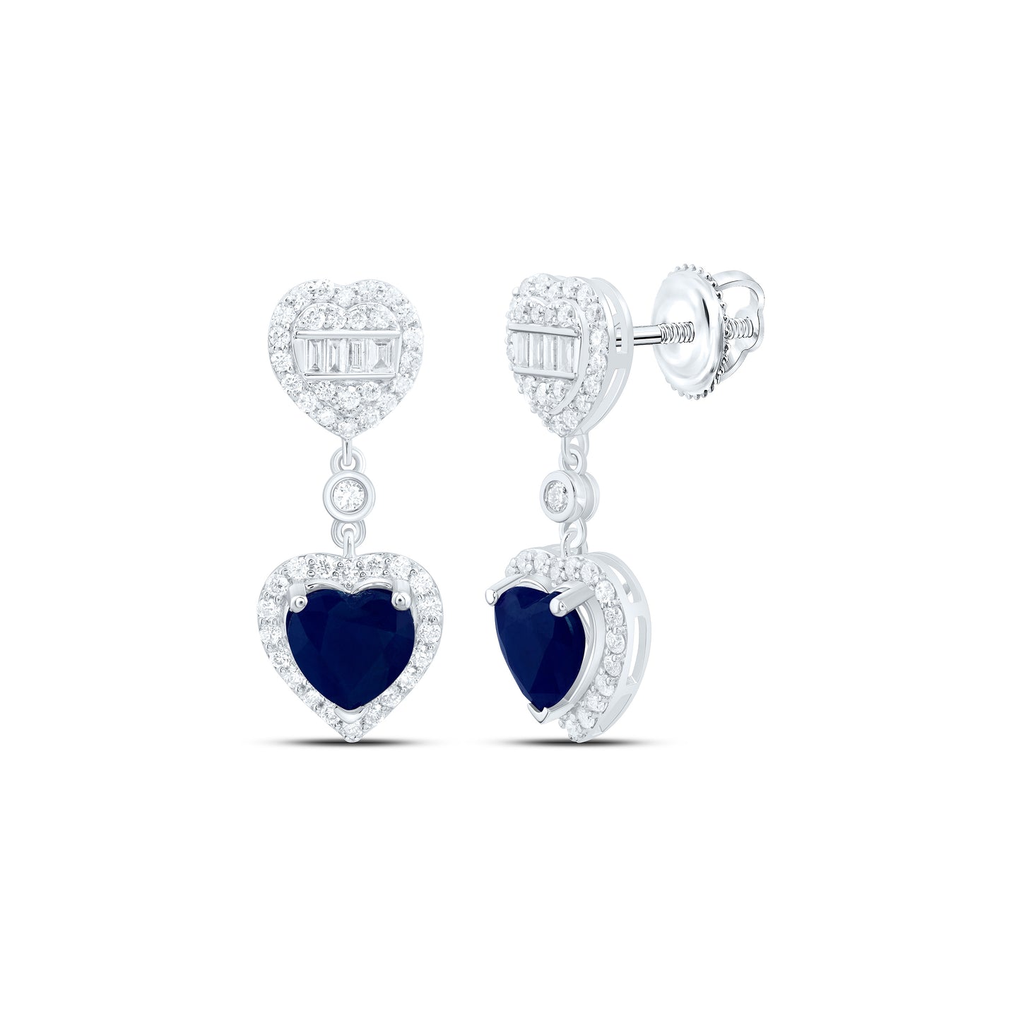 14K Yellow Or White Gold 5/8Cttw Natural Diamond Ana M 6Mm Natural Gem Heart Dangling Earring