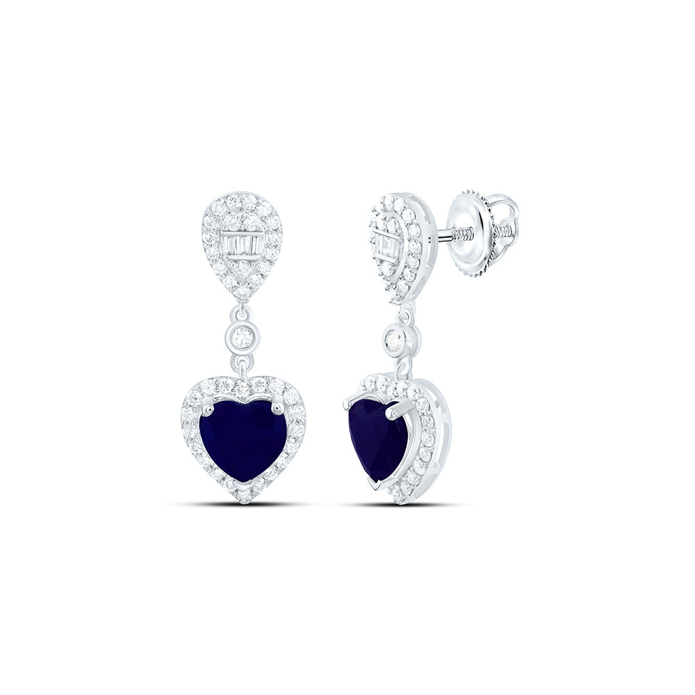 14K Yellow Or White Gold 1/2Cttw Natural Diamond Ana M 6Mm Natural Gem Herat Pear Dangling Earring