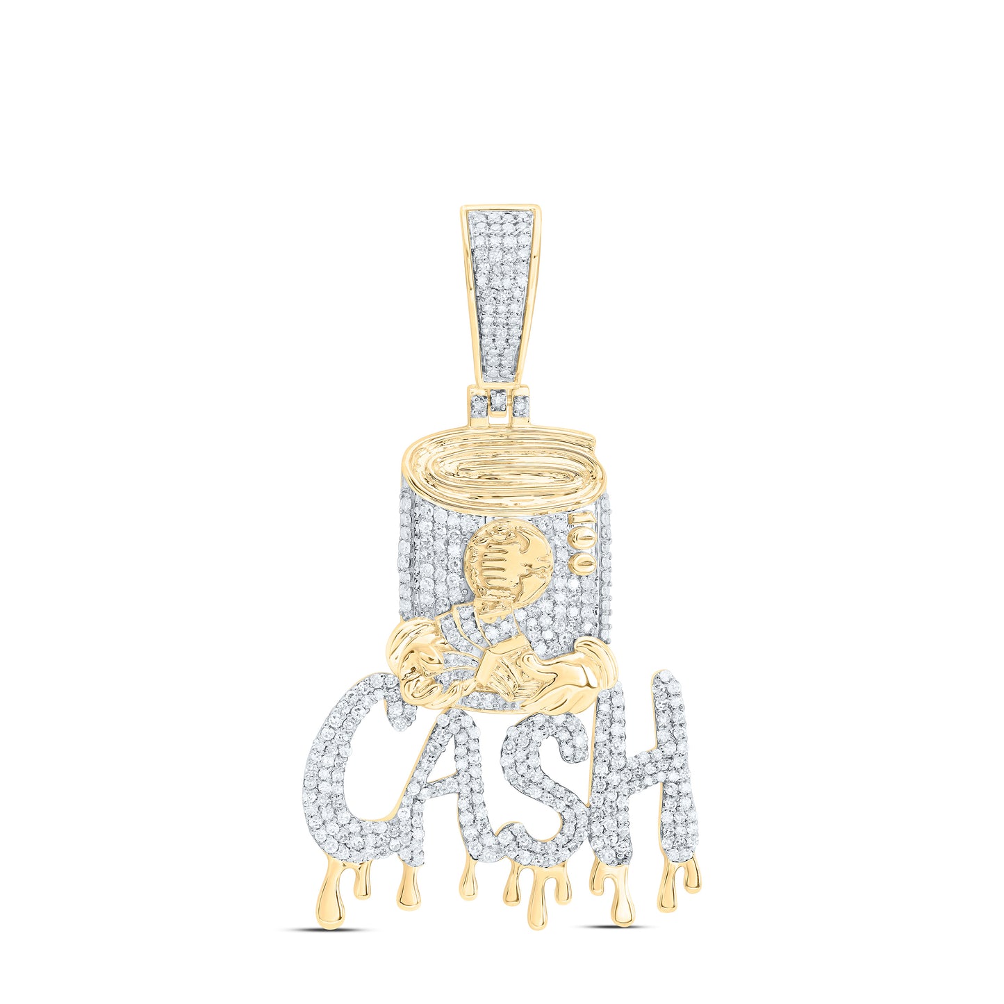 10K Yellow Gold 1 Cttw Natural Diamond Nk Cash Mens Charm