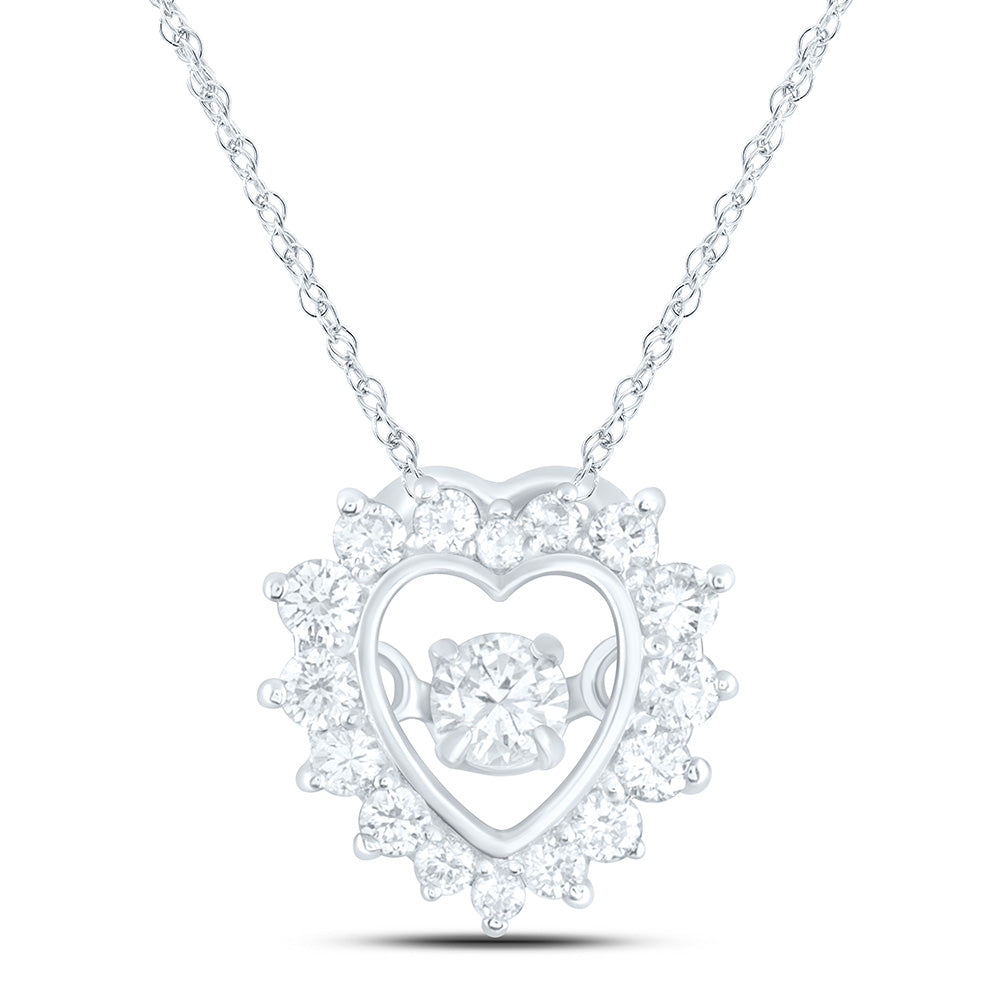 14K Yellow Or White Gold 1/5Cttw Natural Diamond Cn Fashion Heart Pendant
