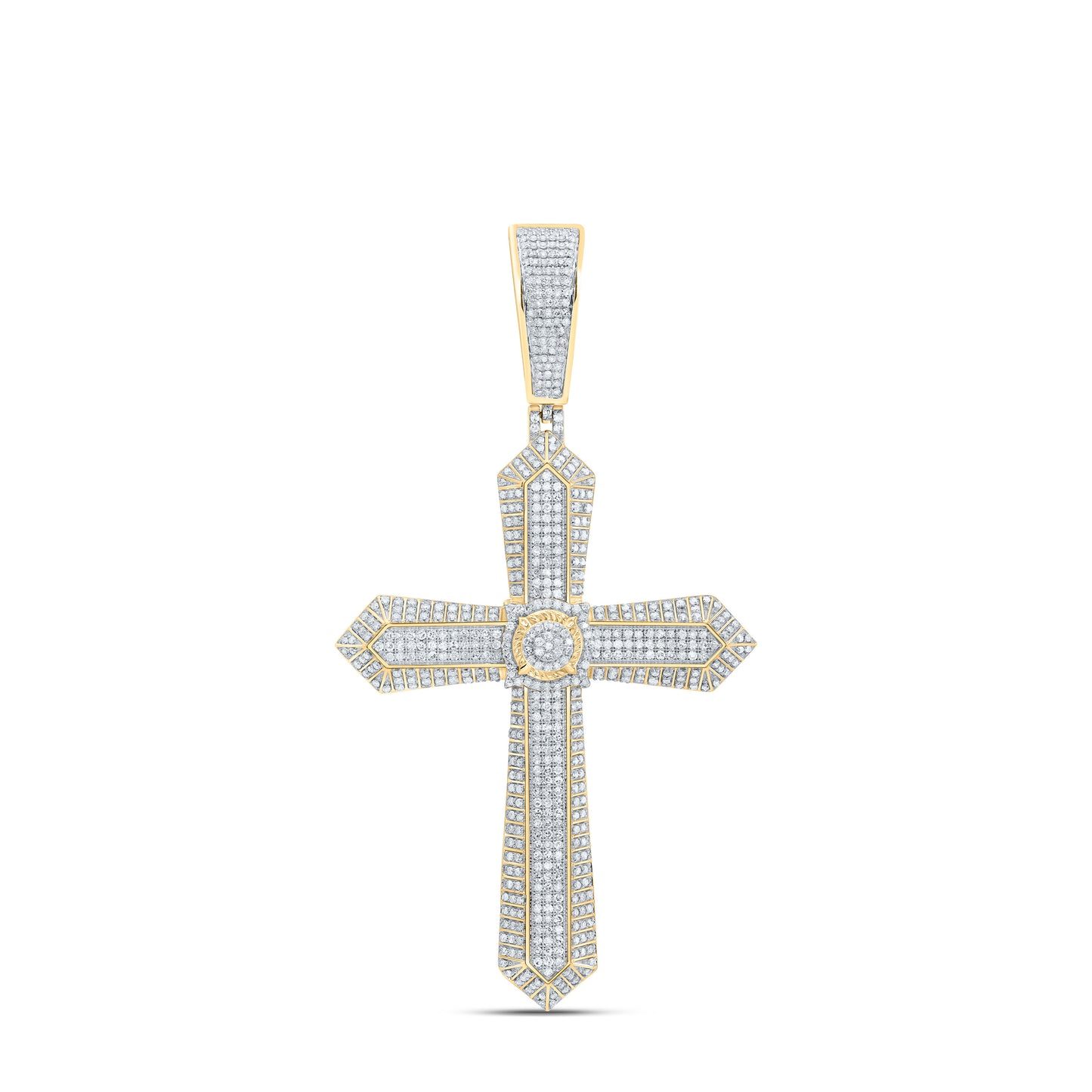 10K Yellow Gold 2 Cttw Natural Diamond Nk Cross Men'S Charm