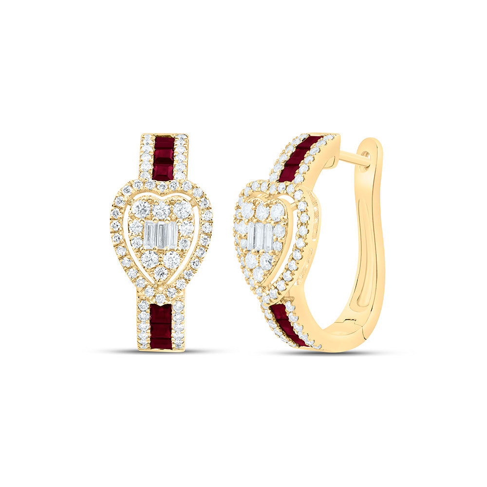 14K Yellow Or White Gold 3/4Cttw Natural Diamond Ana M Princess Natural Gem Heart Hoop Earring