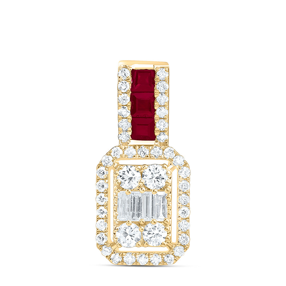 14K Yellow Or White Gold 1/3Cttw Natural Diamond Ana M Princess Natural Gem Emerald Pendant