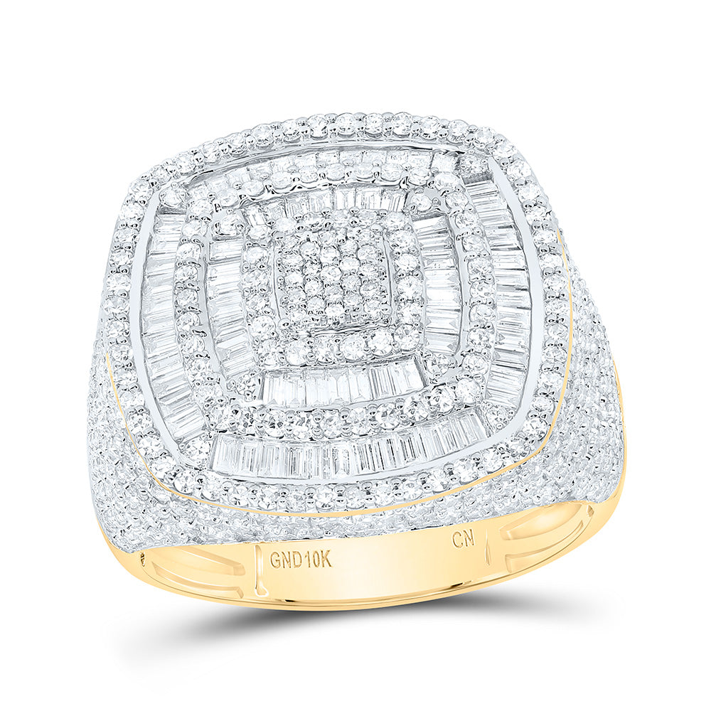 10K Yellow Gold 2 1/3Cttw Natural Diamond Cn Cushion Mens Ring