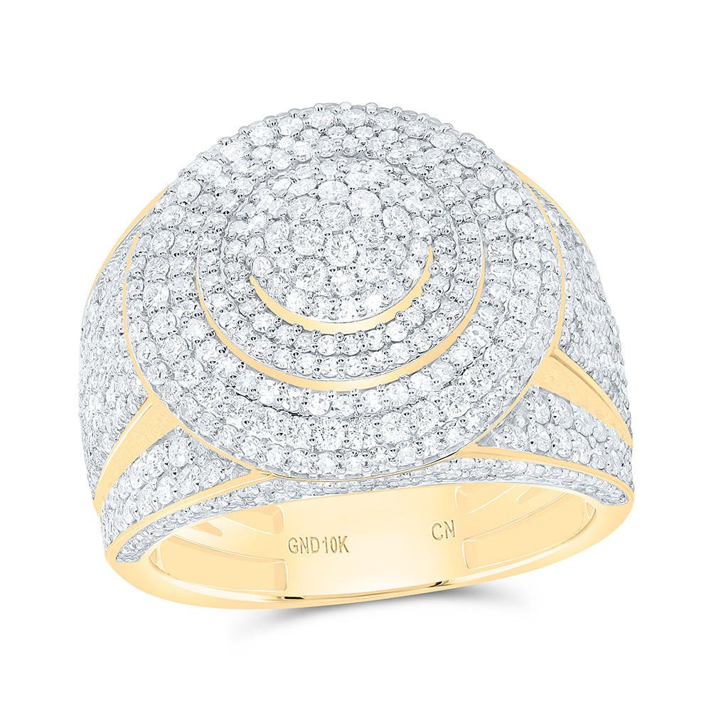 10K Yellow Gold 2 5/8Cttw Natural Diamond Cn Round Mens Ring