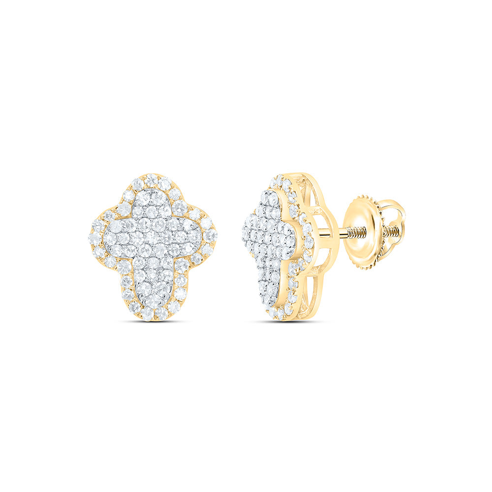 10K Yellow Gold 3/8Cttw Natural Diamond Nk Fashion Cross Earring