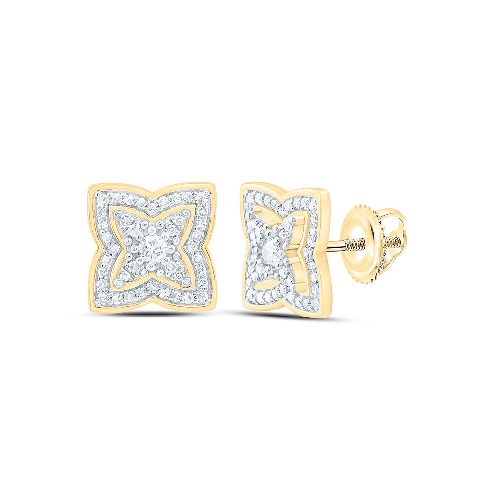 14K Yellow Or White Gold 1/3Cttw Natural Diamond Nk Fashion Flower Earring
