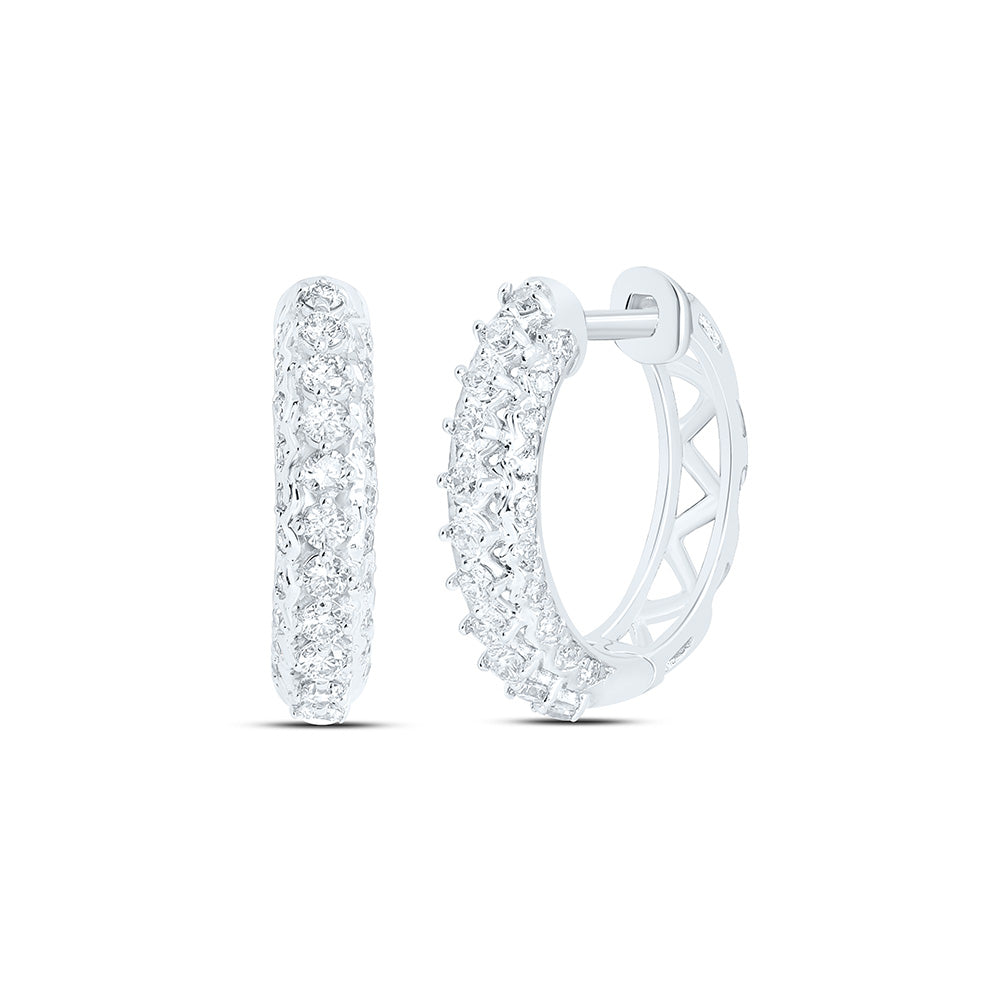 10K Yellow Or White Gold 1/2Cttw Natural Diamond Nk Fashion Hoop Earring