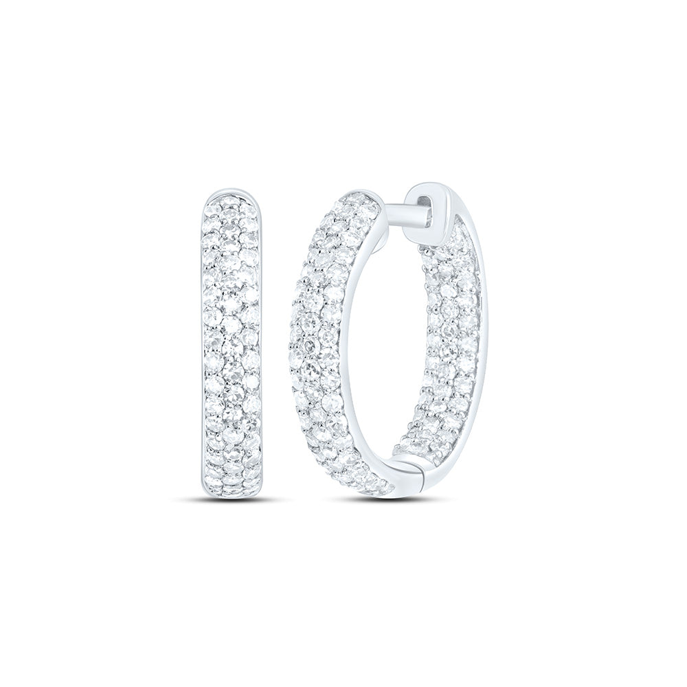 14K Yellow Or White Gold 5/8Cttw Natural Diamond Nk Fashion Hoop Earring