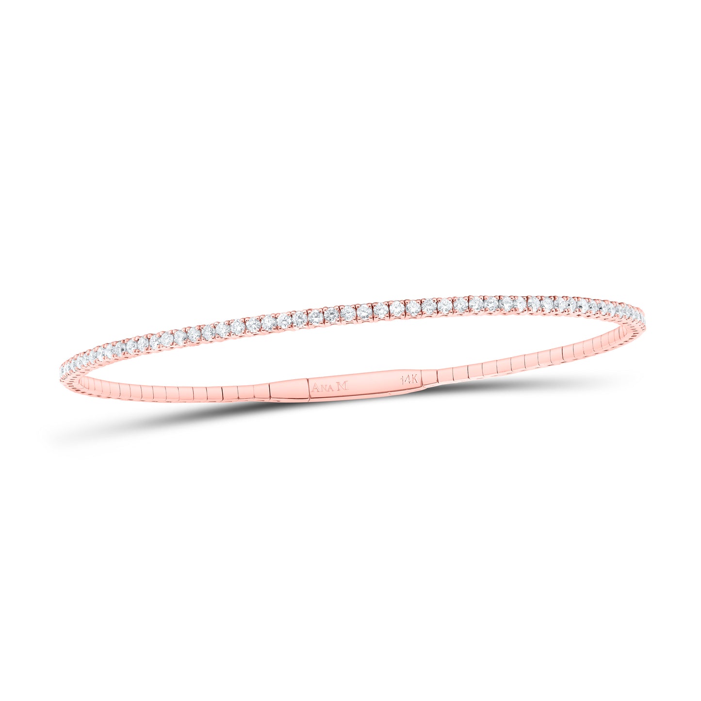 14K Yellow Or White Or Rose Gold 1 3/8Cttw Natural Diamond Ana M Fashion Tennis Bangle (65X55Mm)