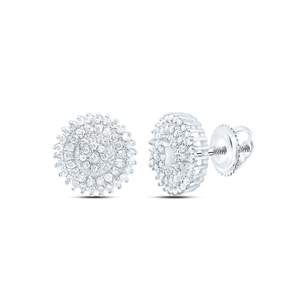 10K Yellow Or White Gold 3/8Cttw Natural Diamond Nk Fashion Round Flower Earring