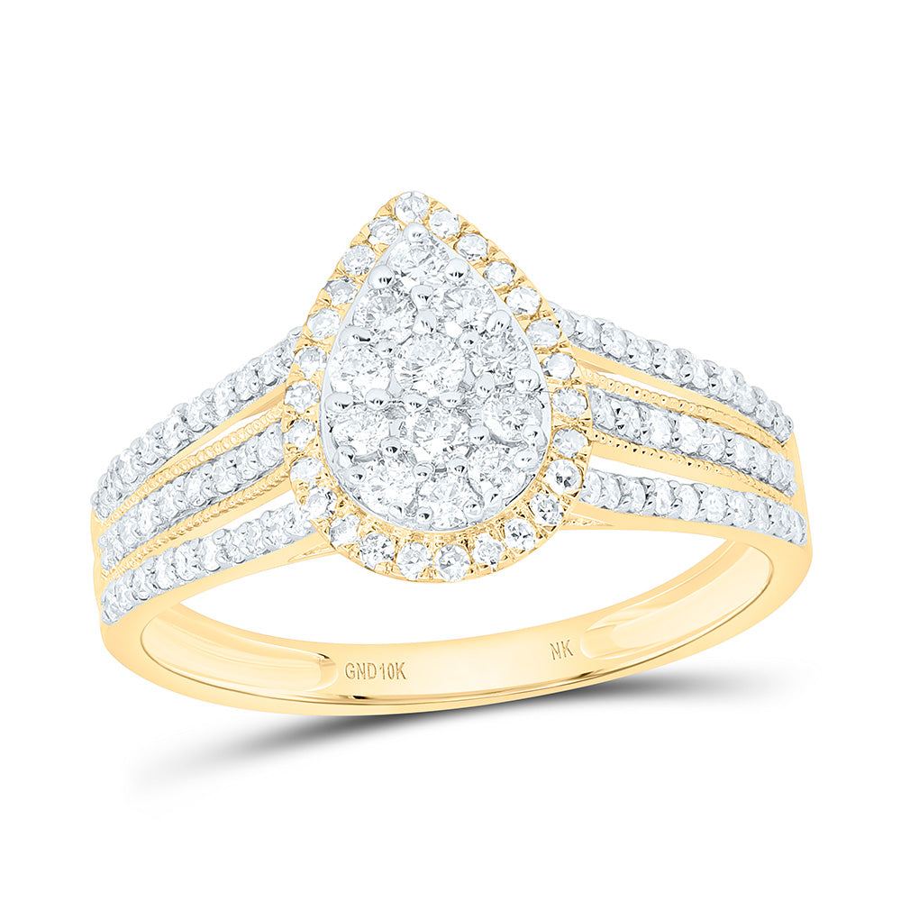 10K Yellow Or White Gold 1/2Cttw Natural Diamond Nk Fashion Pear Ring