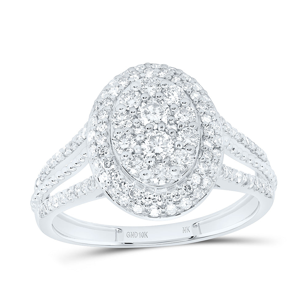 10K White Gold 3/4Cttw Natural Diamond Nk Fashion Oval Ring