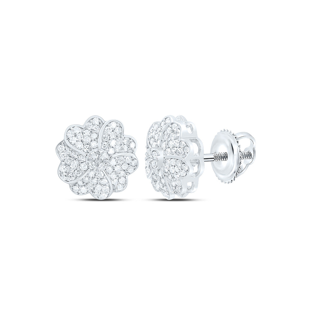 10K Yellow Or White Gold 3/8Cttw Natural Diamond Nk Fashion Heart Flower Earring