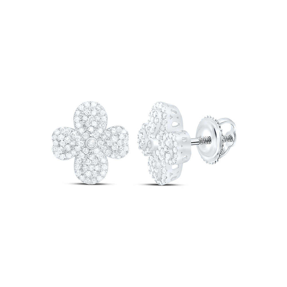 10K Yellow Or White Gold 1/2Cttw Natural Diamond Nk Fashion Heart Pear Flower Earring