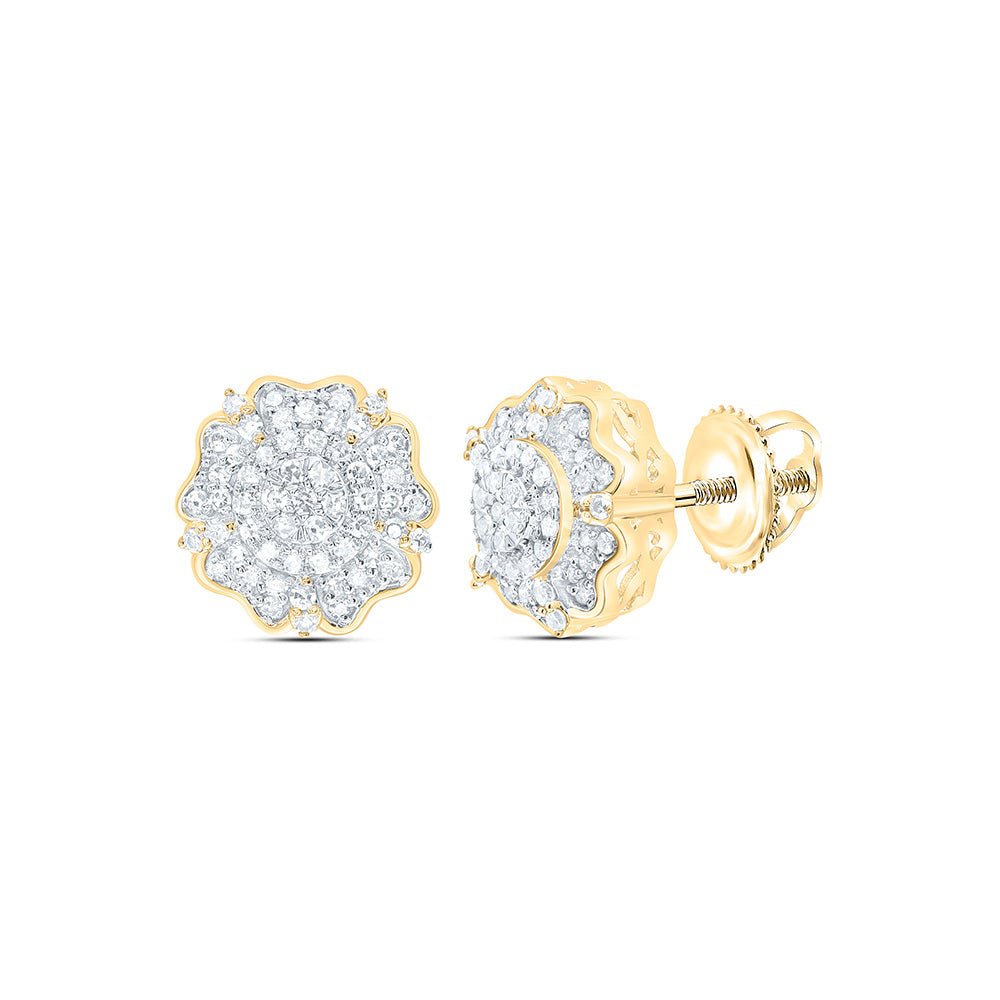 10K Yellow Gold 1/3Cttw Natural Diamond Nk Fashion Flower Earring