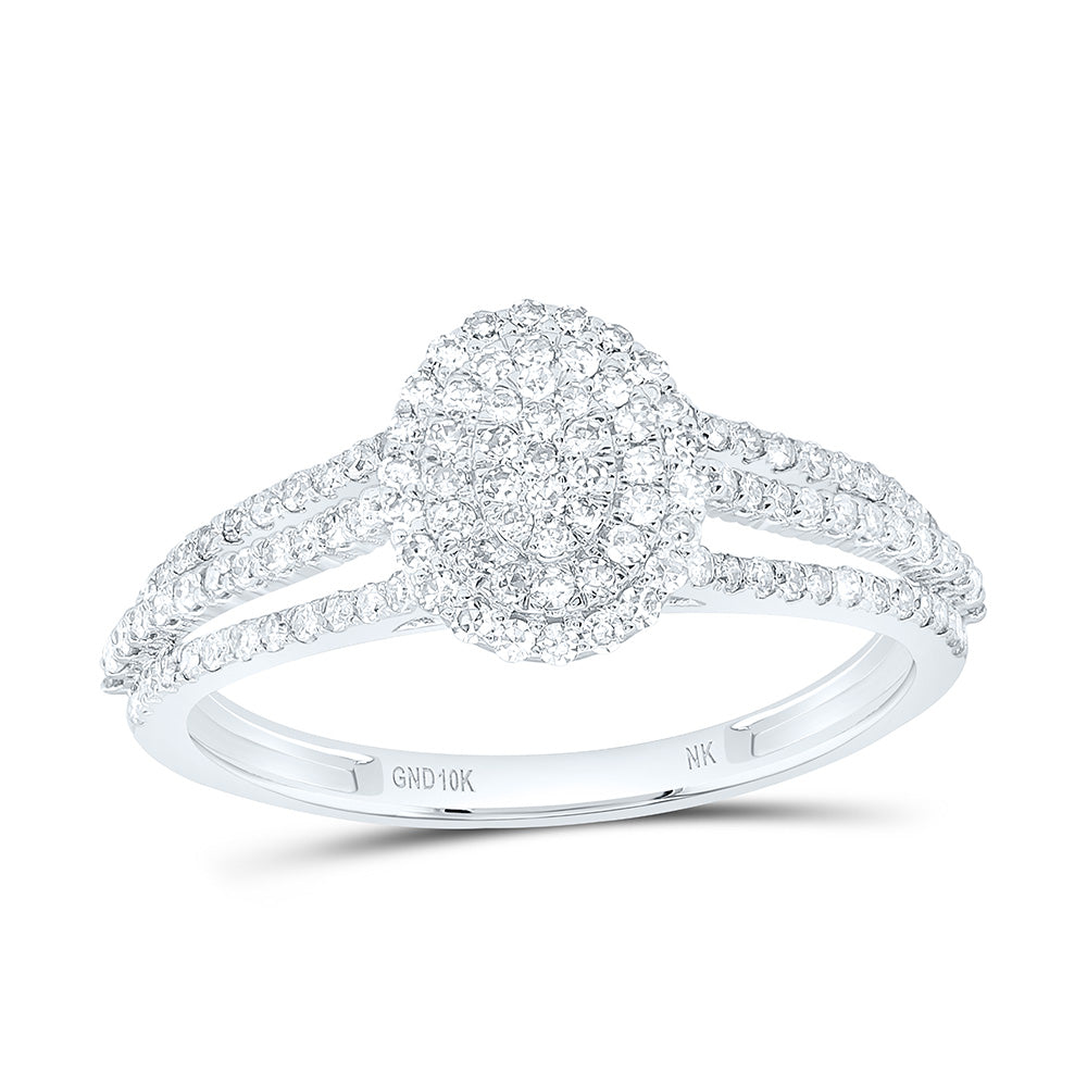 10K Yellow Or White Gold 1/2Cttw Natural Diamond Nk Fashion Oval Ring