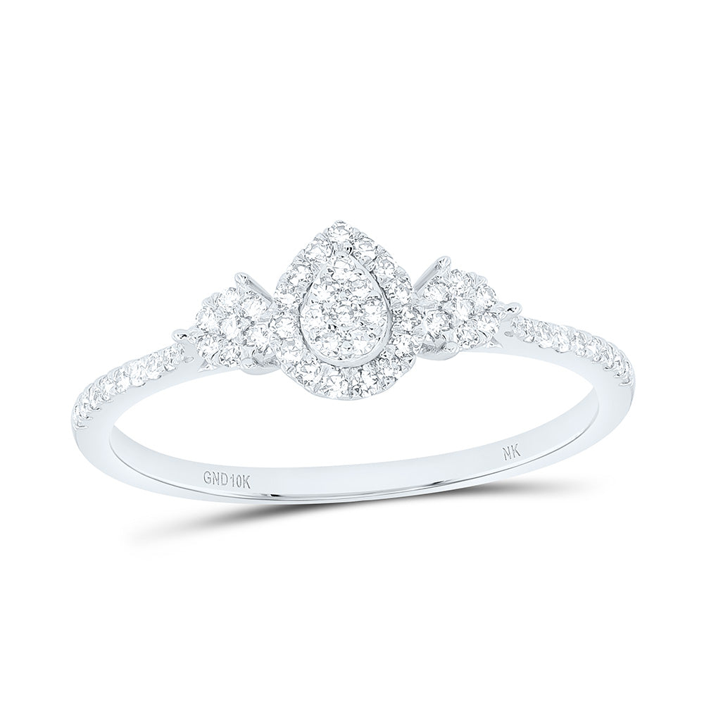 10K Yellow Or White Gold 1/5Cttw Natural Diamond Nk Fashion Pear Ring