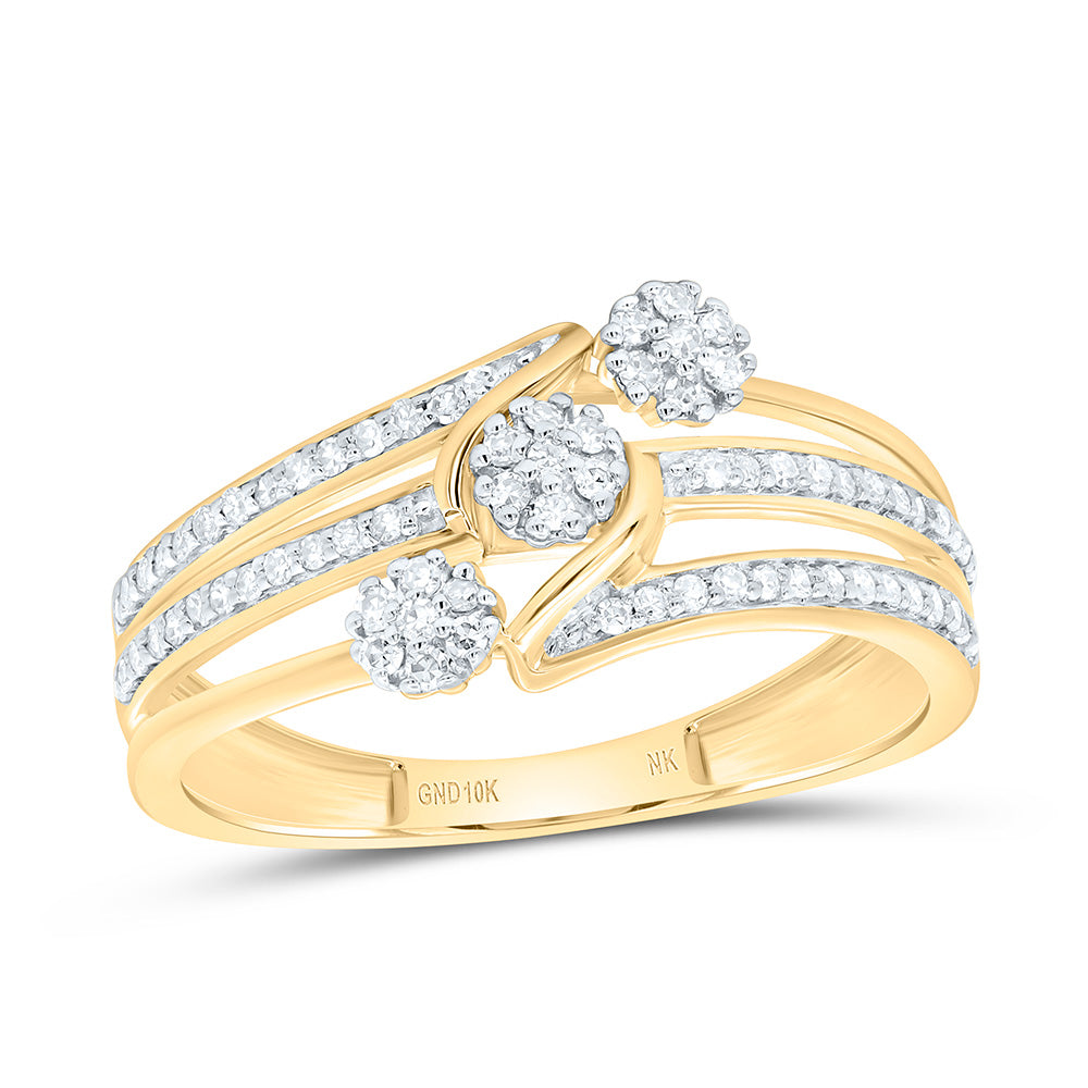 10K Yellow Gold 1/4Cttw Natural Diamond Nk Fashion Flower Ring