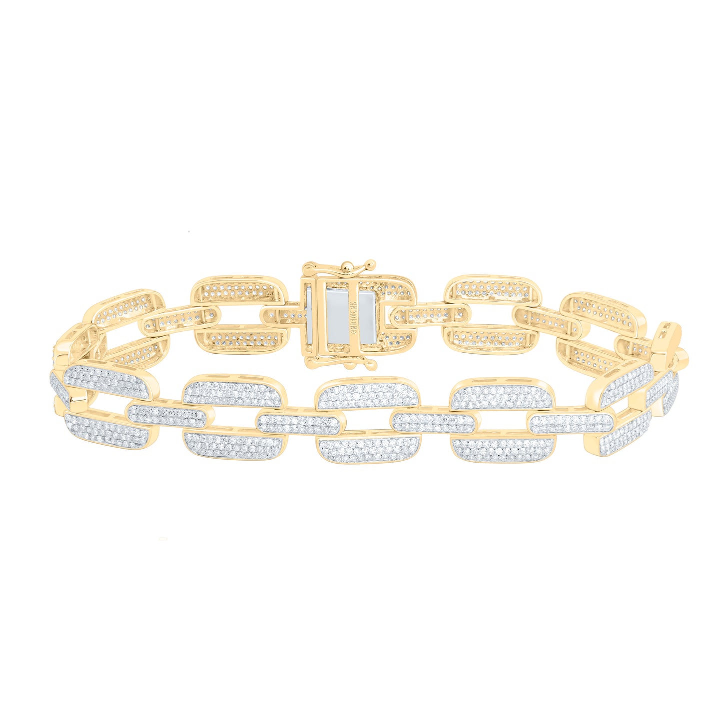10K Yellow Gold 3 7/8Cttw Natural Diamond Nk 11.30 Mm Mens Bracelet (8 Inch)