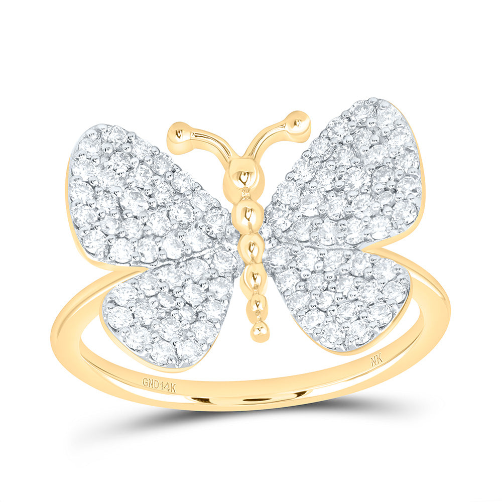 14K Yellow Gold 5/8Cttw Natural Diamond Nk Fashion Butterfly Ring