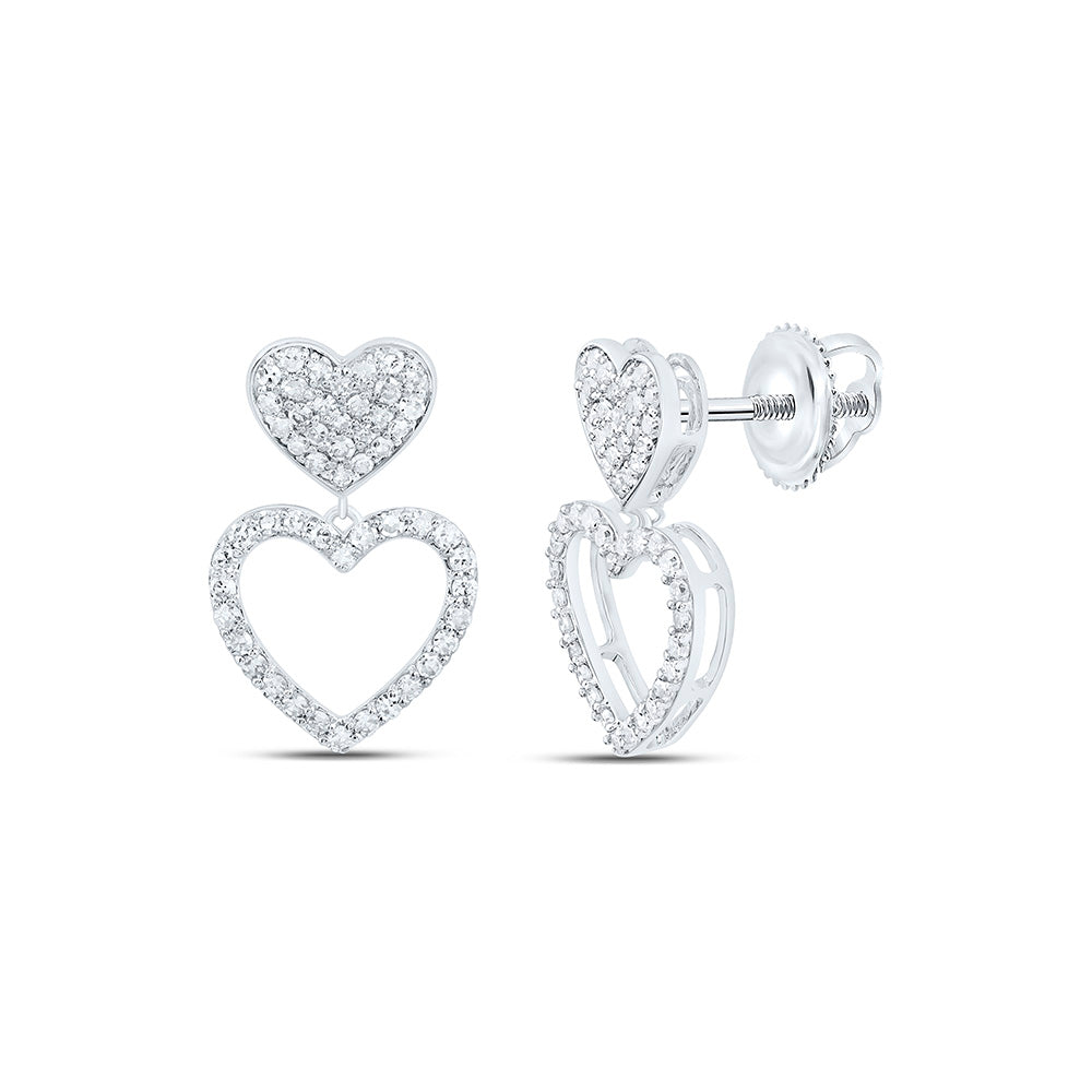 10K Yellow Or White Gold 3/8Cttw Natural Diamond Nk Dangling Heart Earring