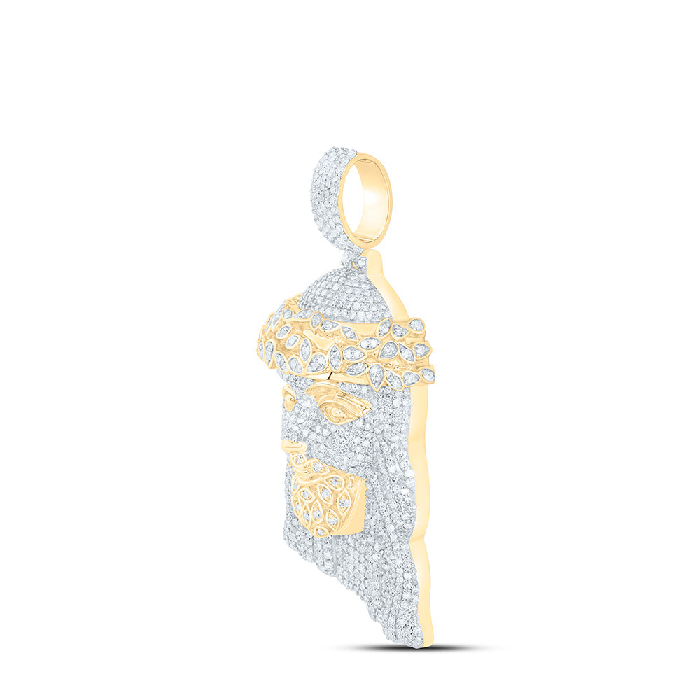 10K Yellow Gold 2 1/4Cttw Natural Diamond Nk Jesus Face Mens Charm