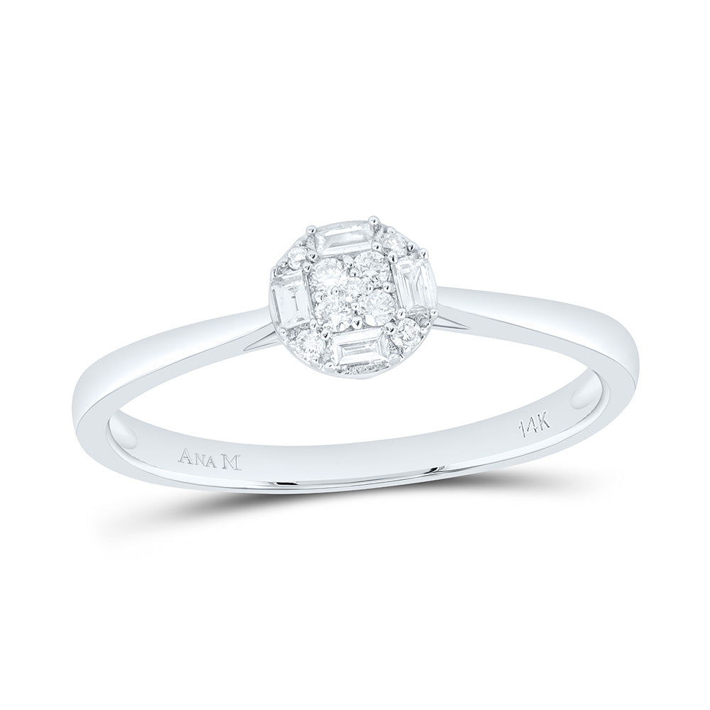 14K Yellow Or White Gold 1/8Cttw Natural Diamond Ana M Fashion Round Ring