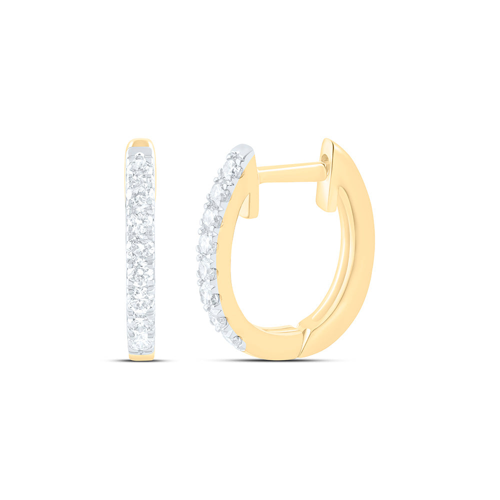 10K Yellow Or White Gold 1/4 Cttw Natural Diamond Cn Fashion Hoop Earring, L: 23.8 Mm x W: 2 Mm