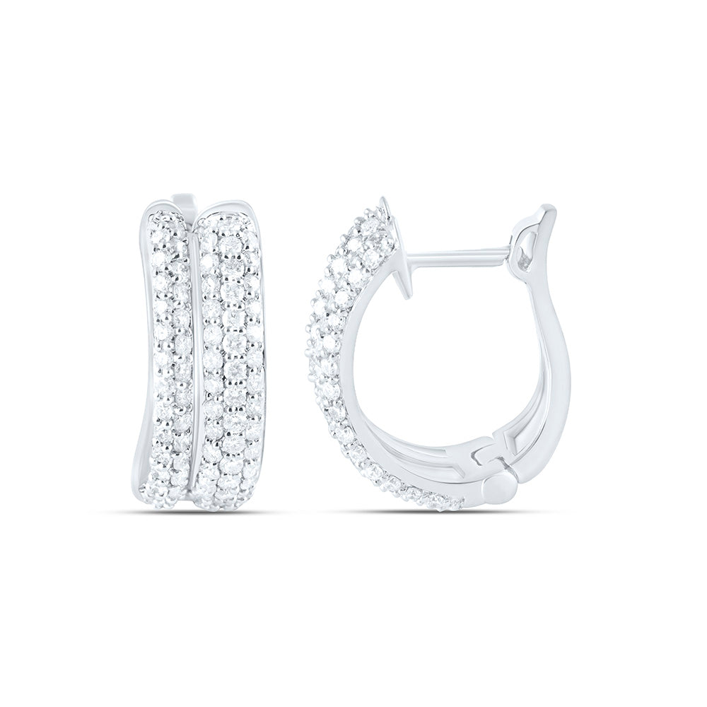10K Yellow Or White Gold 1 Cttw Natural Diamond Cn Fashion Hoop Earring, L: 16.3 Mm x W: 6.4 Mm