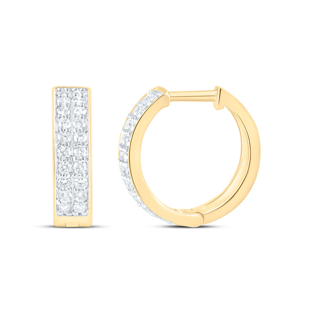 10K Yellow Or White Gold 1/2 Cttw Natural Diamond Cn Fashion Hoop Earring, L: 14 Mm x W: 4.3 Mm