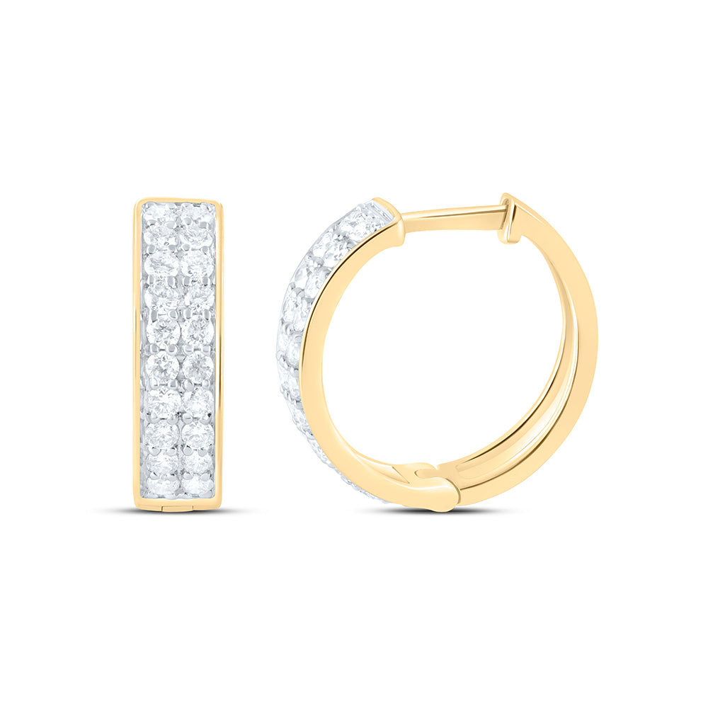 10K Yellow Or White Gold 5/8 Cttw Natural Diamond Cn Fashion Hoop Earring