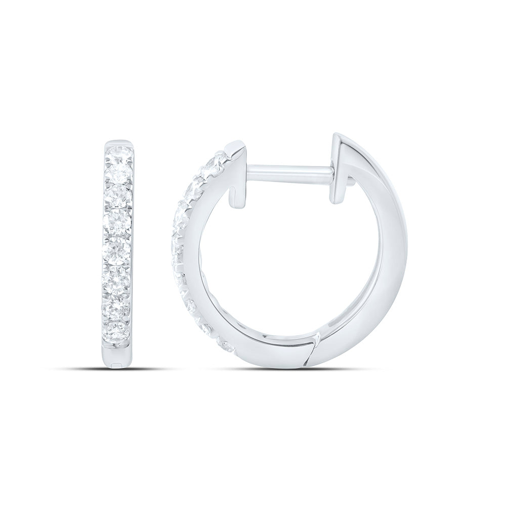 14K Yellow Or White Gold 1/4Ctw Natural Diamond Cn Fashion Hoop Earring