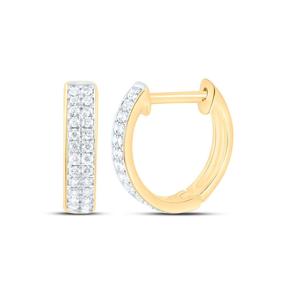 10K Yellow Or White Gold 1/4 Cttw Natural Diamond Cn Fashion Hoop Earring, L: 12.1 Mm x W: 3.4 Mm