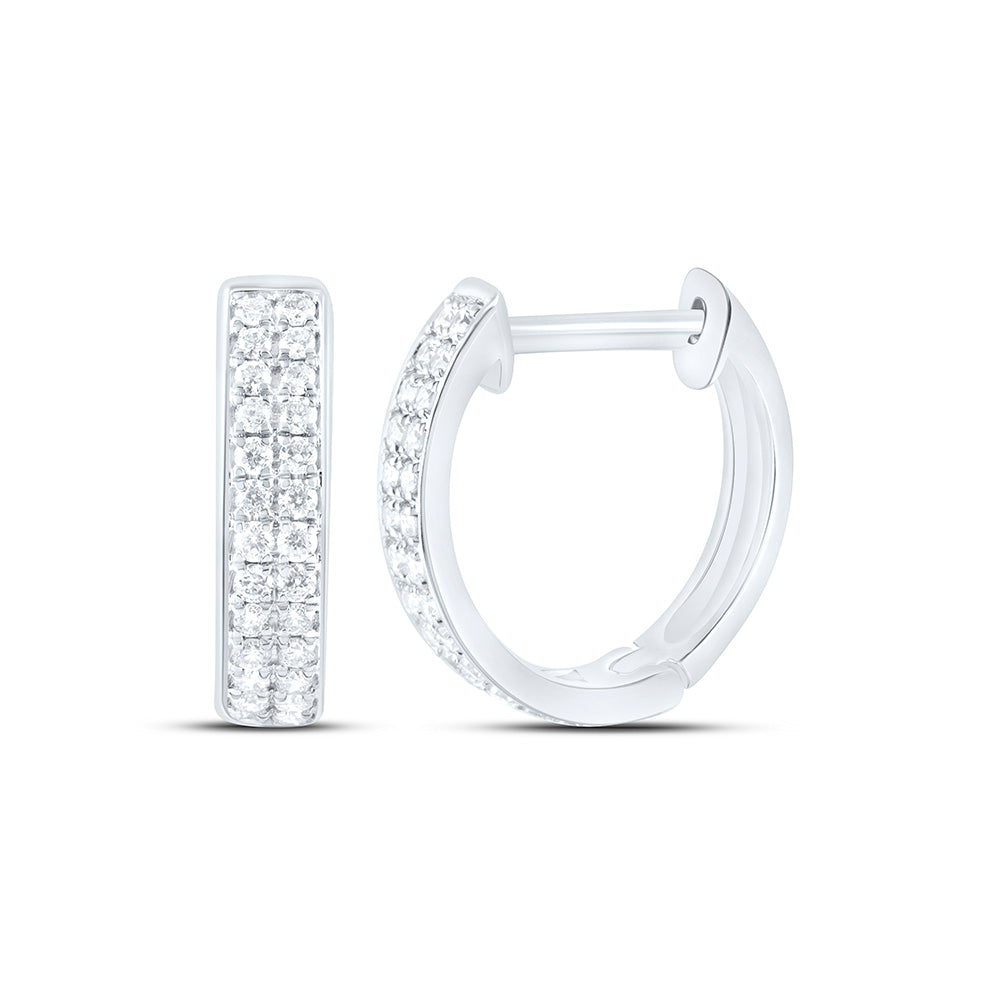 14K Yellow Or White Gold 1/4Ctw Natural Diamond Cn Fashion Hoop Earring