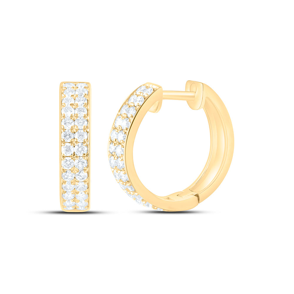10K Yellow Or White Gold 1/2 Cttw Natural Diamond Cn Fashion Hoop Earring, L: 14.25 Mm x W: 3.75 Mm