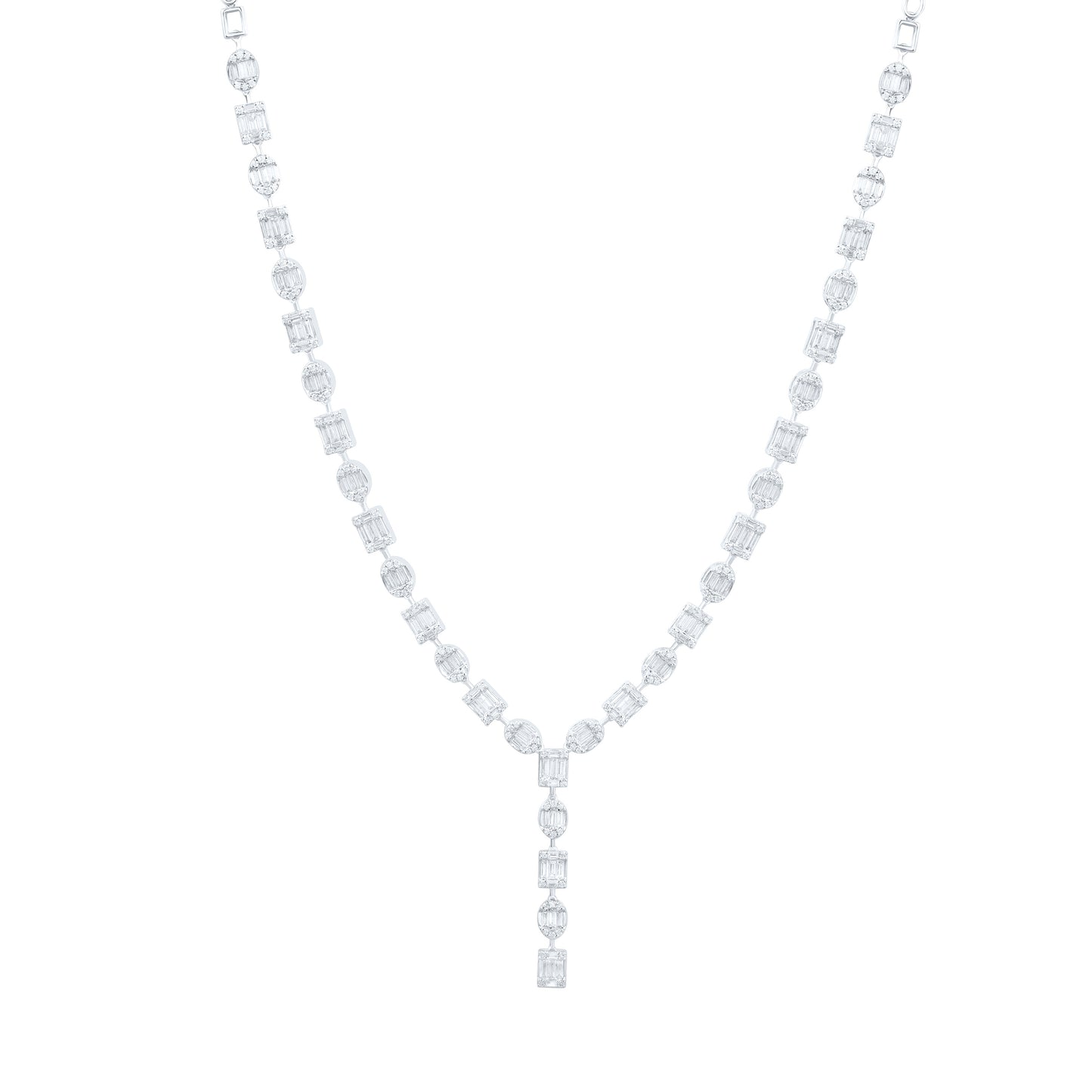 14K White Gold 2 3/4Cttw Natural Diamond Ana M Fashion Diana Necklace (17 Inch)