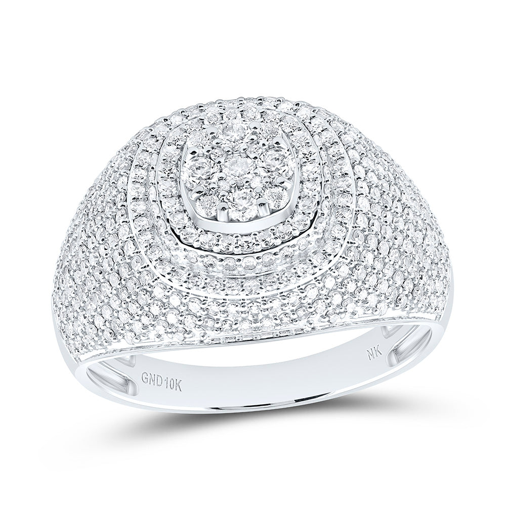 10K Yellow Or White Gold 1 5/8 Cttw Natural Diamond Nk Cushion Mens Bridal Anniversary Wedding Engagement Band Ring