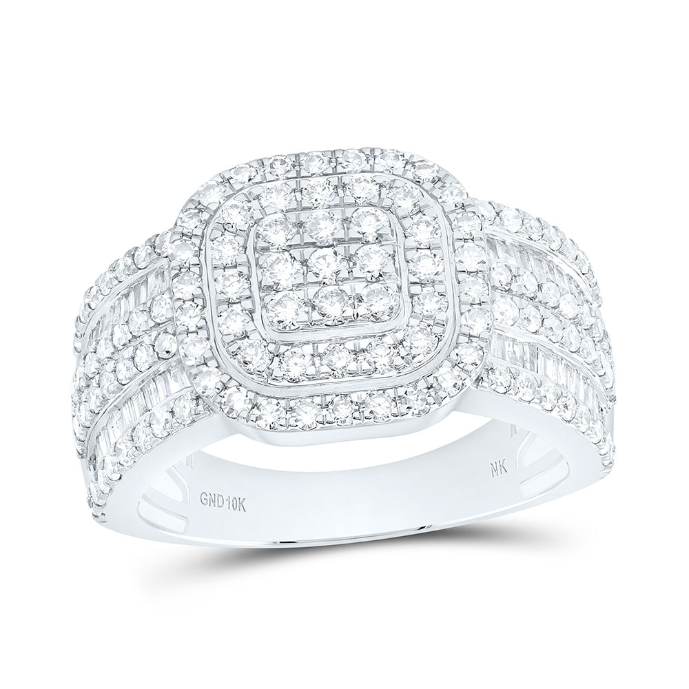 10K Yellow Or White Gold 1 Cttw Natural Diamond Nk Fashion Cushion Bridal Anniversary Wedding Engagement Band Ring