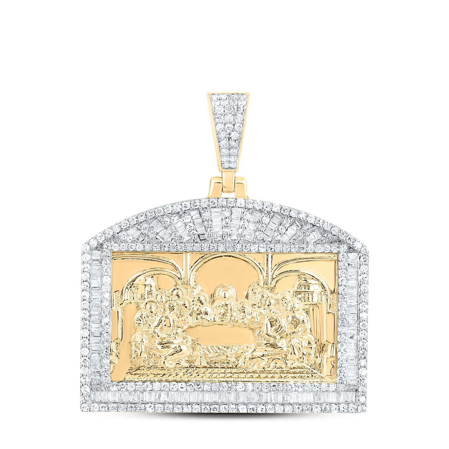 10K Yellow Gold 1 1/3 Cttw Natural Diamond Nk Last Supper Mens Charm