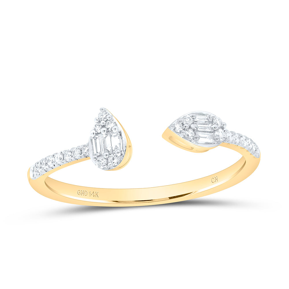 14K Yellow Or White Gold 1/6 Cttw Natural Diamond Cn Fashion Pear Heart Bridal Anniversary Wedding Engagement Band Ring