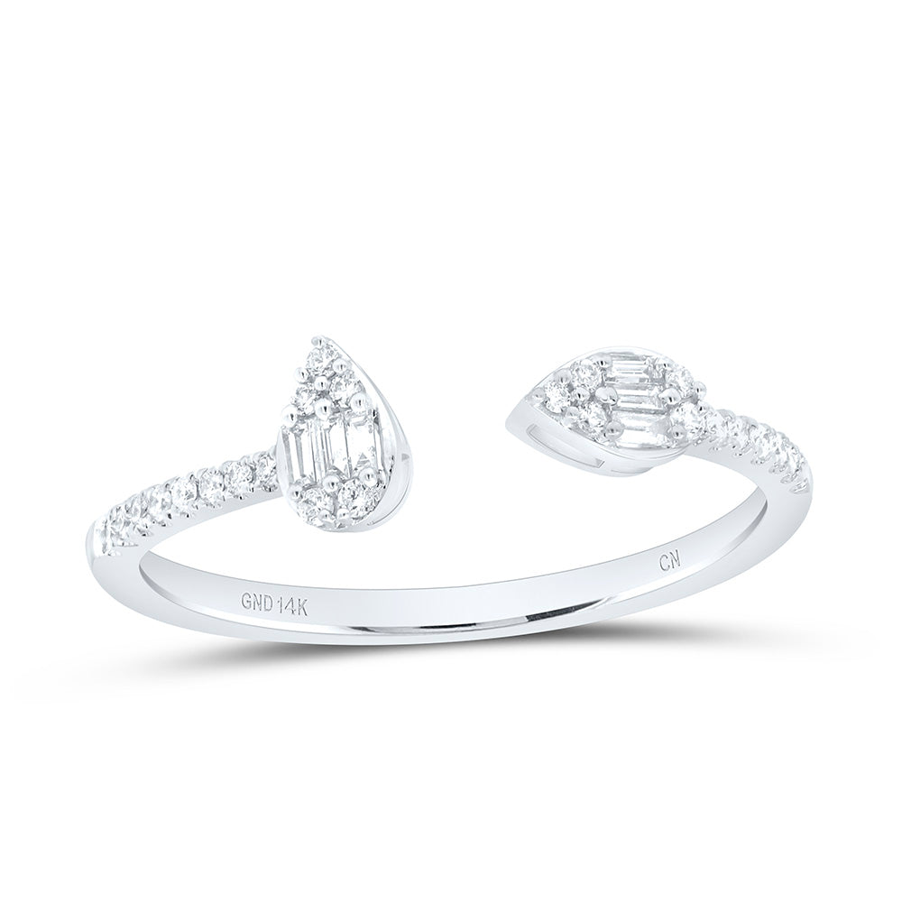 14K Yellow Or White Gold 1/6 Cttw Natural Diamond Cn Fashion Pear Heart Bridal Anniversary Wedding Engagement Band Ring