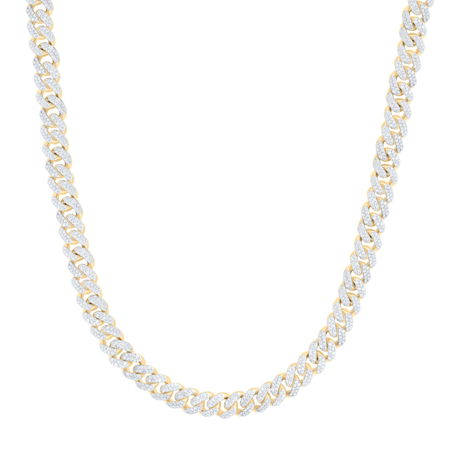 10K Yellow Gold 6 Cttw Natural Diamond Nk (7 Mm) Cuban Mens Chain (20Inch)