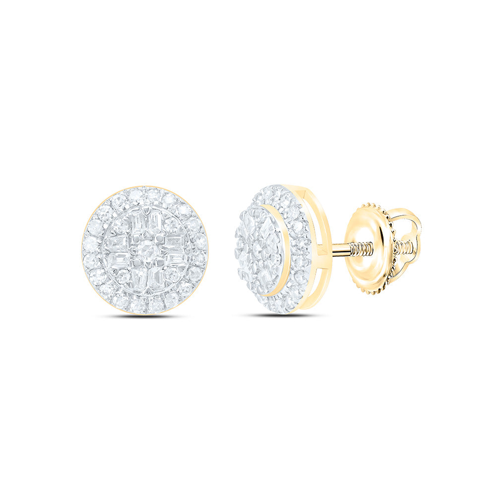 10K Yellow Gold 1/5 Cttw Natural Diamond Nk Fashion Round Earring, L: 7.7 Mm x W: 7.7 Mm