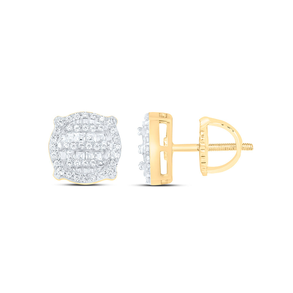 10K Yellow Gold 1/4 Cttw Natural Diamond Nk Fashion Round Earring, L: 8 Mm x W: 8 Mm